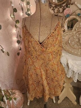 ♡ rare nwt deadstock vtg silk beaded paisley top ♡